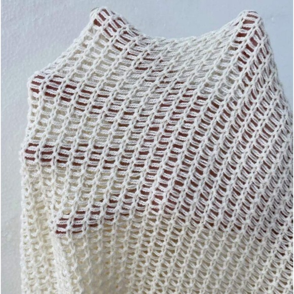 Plus Size Sheer Loose Knit Striped Pattern Drop Shoulder Sweater Top - Picture 7 of 7